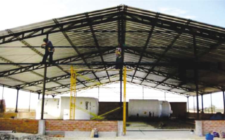 Estructura de techo industrial fabricada en metal